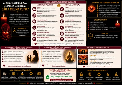 Afastamento de Rival e Limpeza Espiritual: São a Mesma Coisa? Afastamento de Rival e Limpeza Espiritual: São a Mesma Coisa?